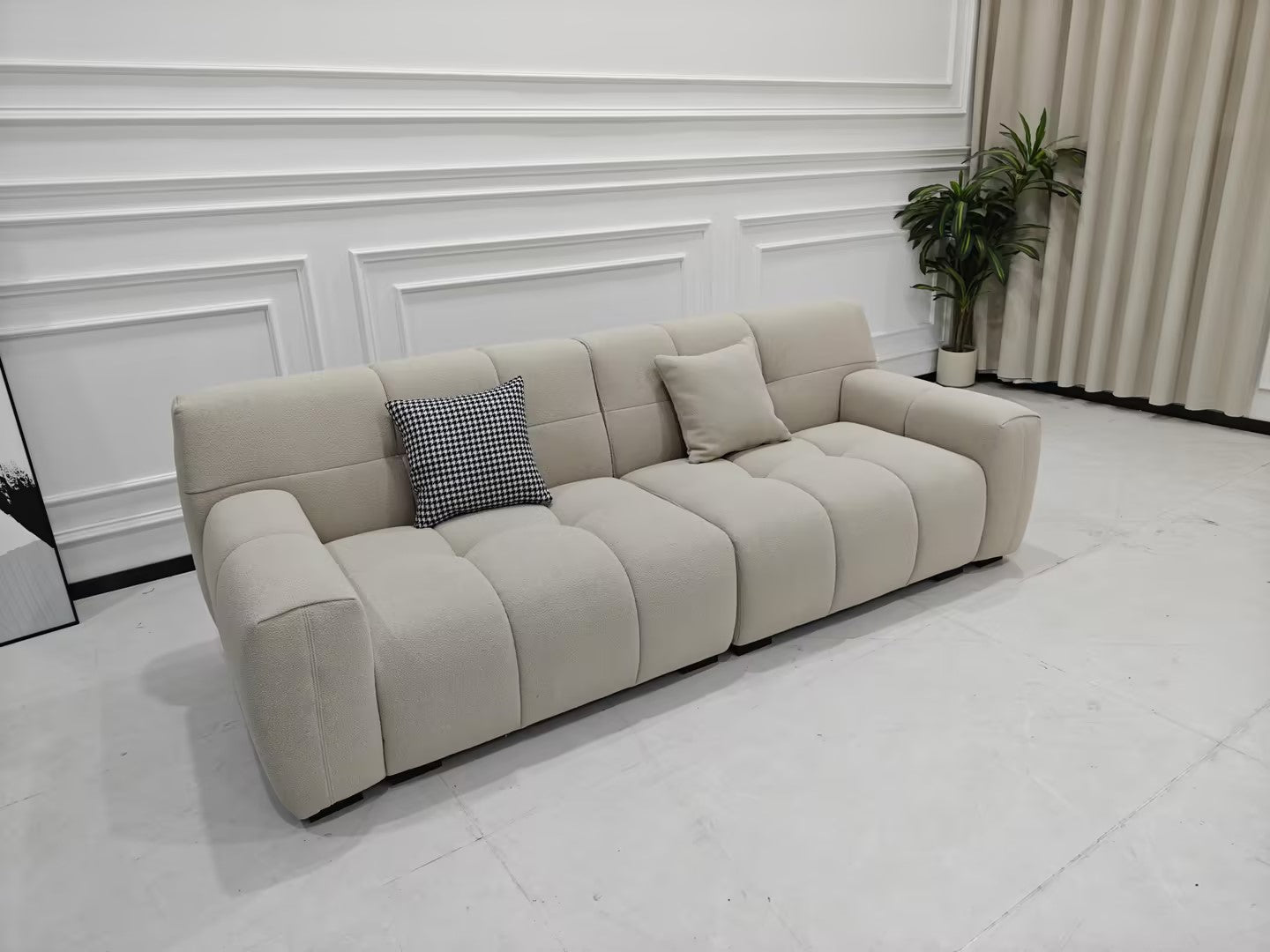 CANDY Light Grey Color Fabric 3 Seater Sofa Medium Sofa Lounge 2.4m