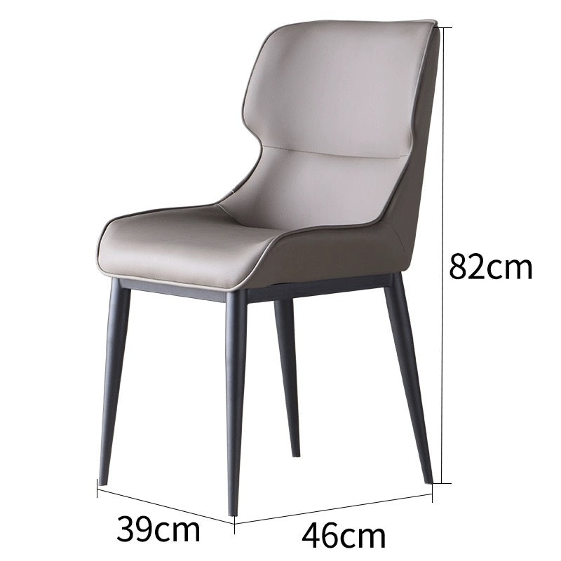 Dark Grey French Style Dining Chair Microfiber Leather Wrapped Seat With Metal Legs