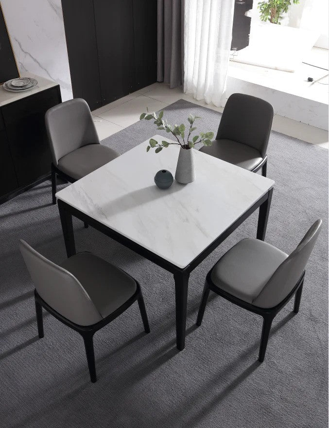 KILIAN Sintered Stone Top Square Dining Table Black Solid Wood Frame