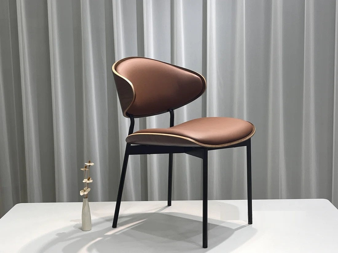 EAMES Premium Designer Dining Chair Office Chair Microfiber Leather Wrapped Seat With Metal Legs