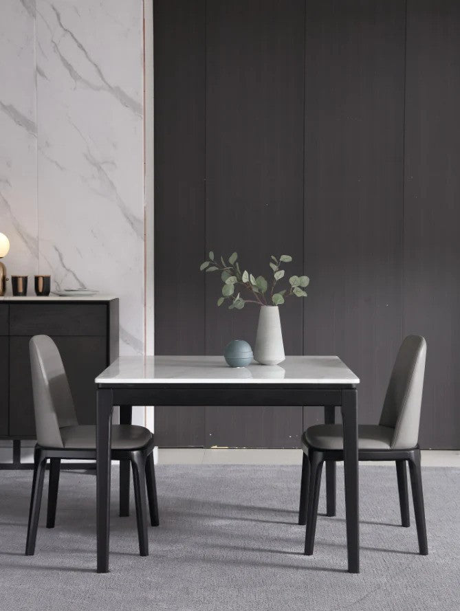 KILIAN Sintered Stone Top Square Dining Table Black Solid Wood Frame