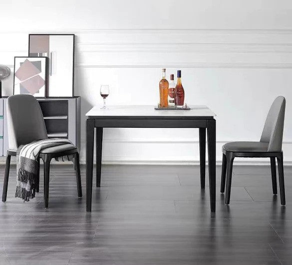 KILIAN Sintered Stone Top Square Dining Table Black Solid Wood Frame