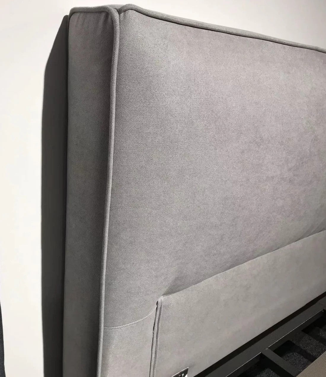 ELETTRA Nordic Grey Large Tofu Block Style Down-filled Backrest Bed Frame Queen/King