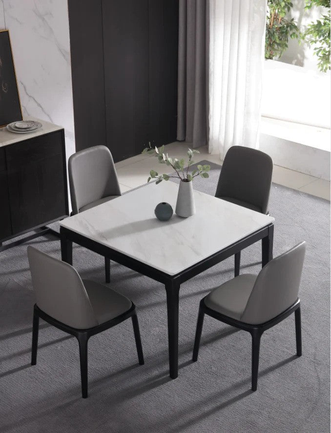 KILIAN Sintered Stone Top Square Dining Table Black Solid Wood Frame