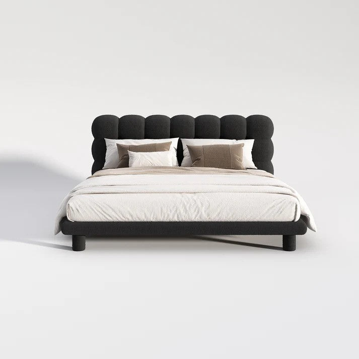 BUBBLE Princess Boucle Fabric Bed Frame In White/Pink/Black