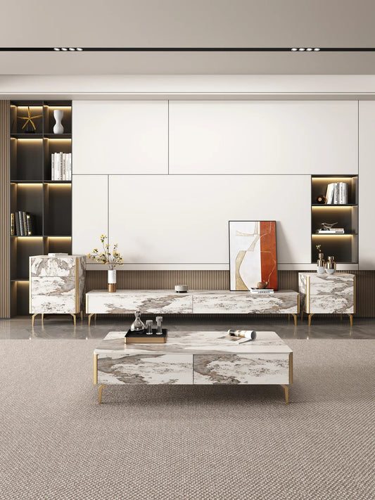 ZEUS Mordern Design Pandora Sintered Stone Living Room Set TV Unit/Coffee Table/Side Table