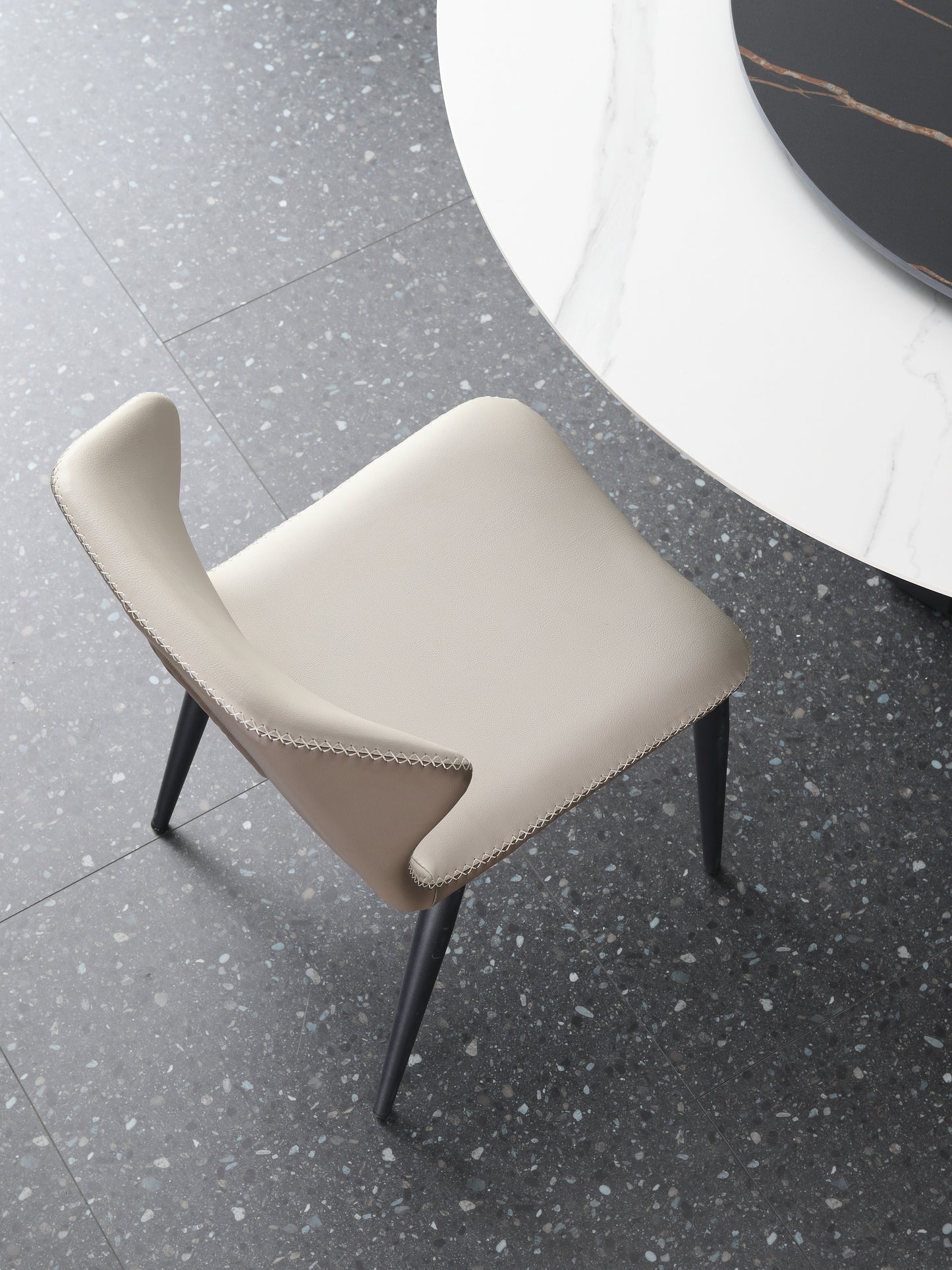 Luxury Design PU Leather Dining Chair Steel Frame And Leg Hand Stitch Muti Color