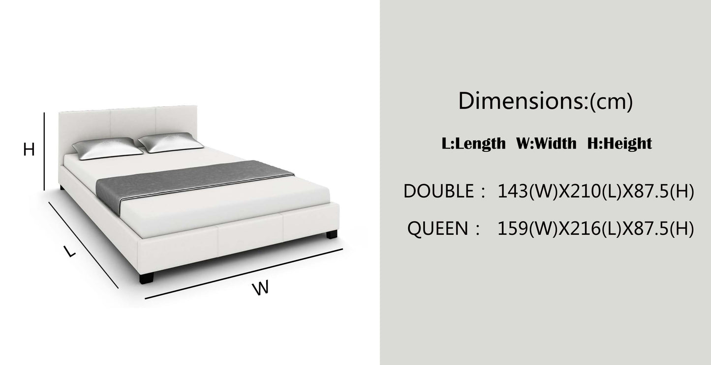 NEO Modern Style PU Leather Bedframe Black/White In Single Double Queen