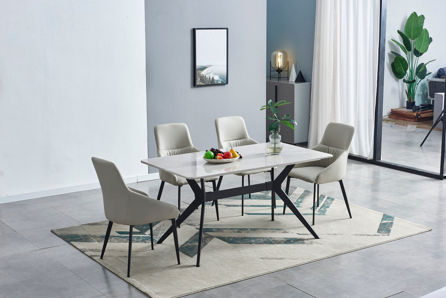 Katherine Modern Design Rectangular Marble Stone Top Dining Table 1.5m/1.8m