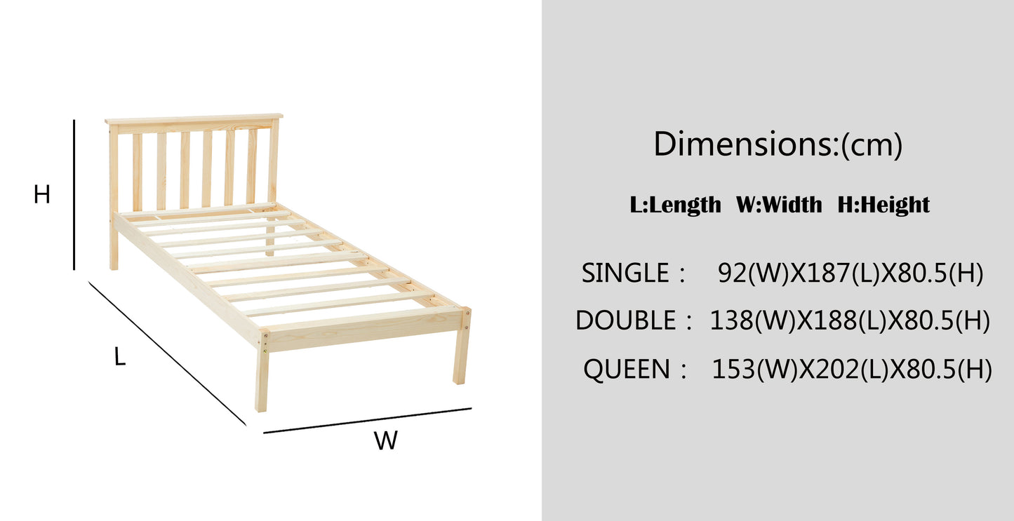 Modern Simple Design Natural Pine Wood Wooden Bed Timber Frame Single/Double/Queen