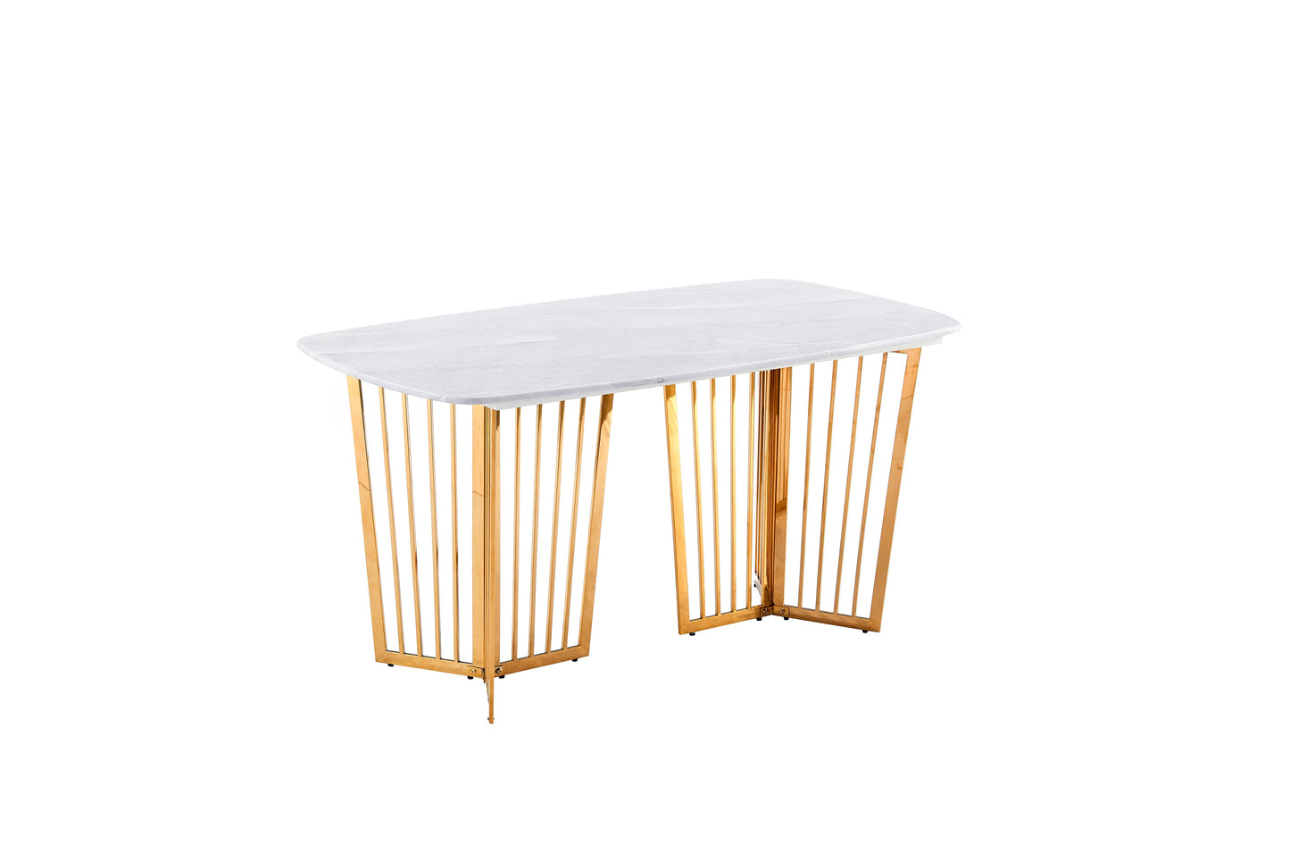Rectangular Marble Stone Top Dining Table Golden High Gloss Base Frame 1.5m/1.8m