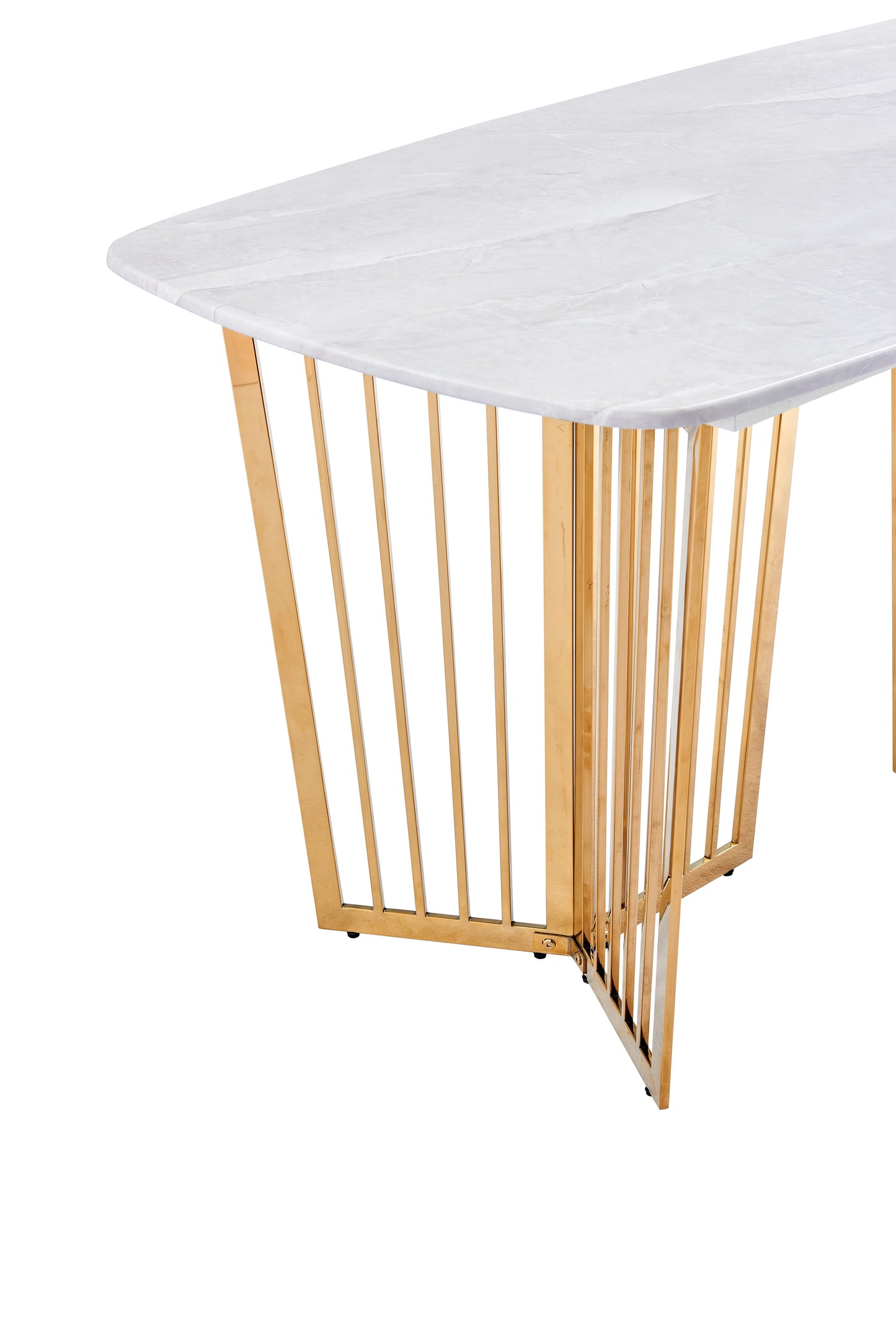 Rectangular Marble Stone Top Dining Table Golden High Gloss Base Frame 1.5m/1.8m