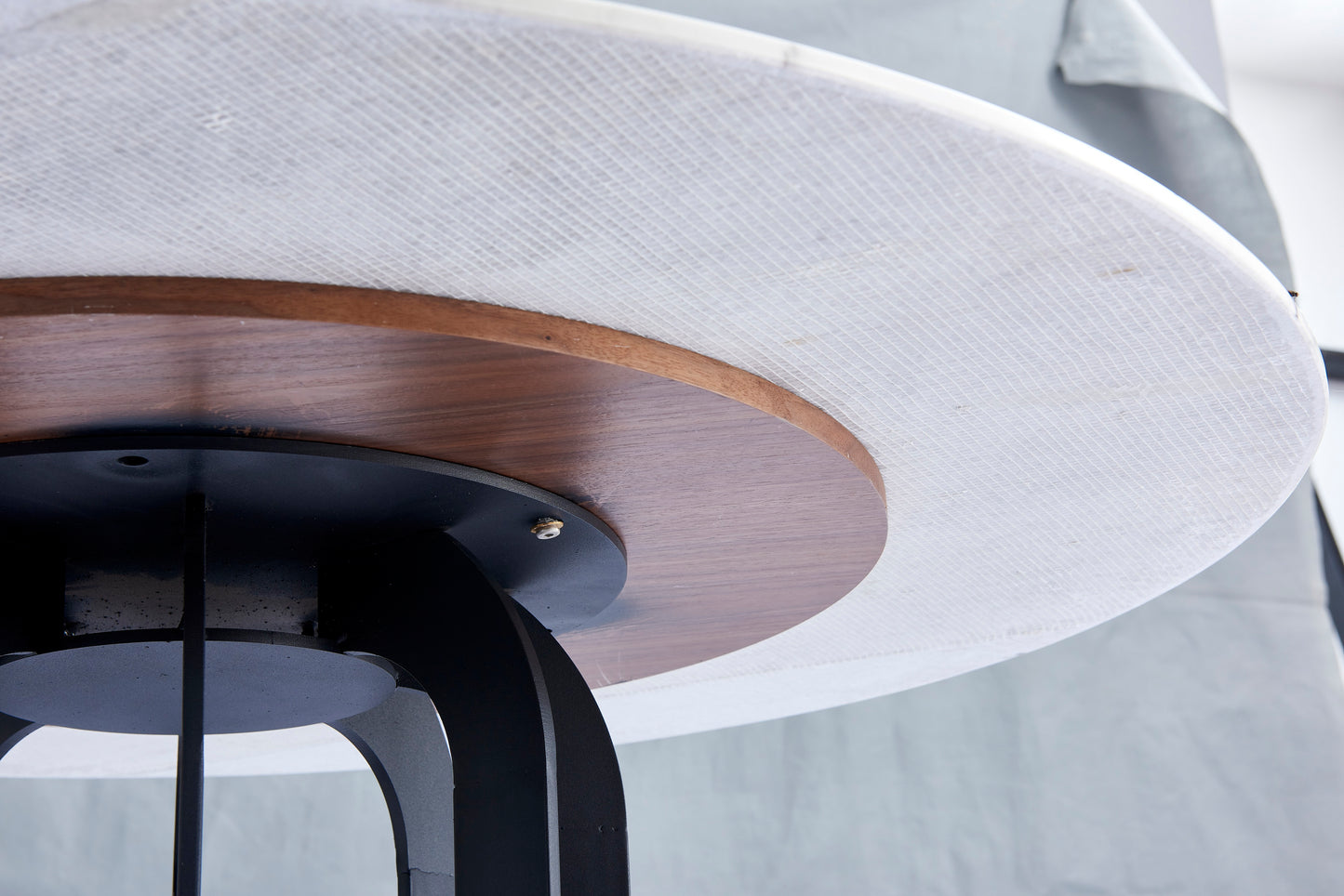 Caio Marble Top Round Dining Table Tith Steel Base Frame With Lazy Susan 1.3m