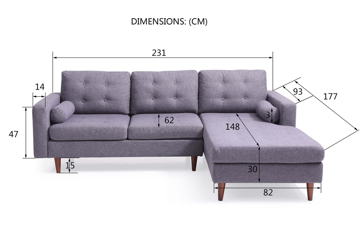 Vittorio Modern Design Fabric 3-Seat Modular Recliner Corner Futon Lounge Couch With Chaise