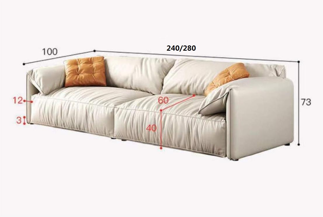 Designer Elephant Ear Down Feather Two Seat Fabric Sofa Muti Colors