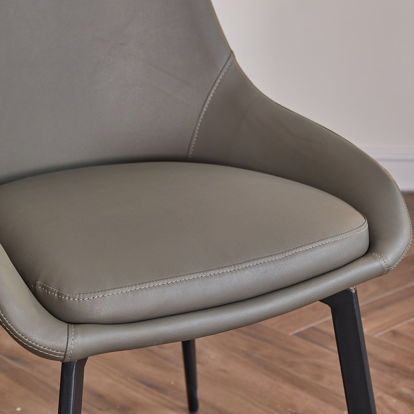 Modern Style PU Leather Luxury Dining Chair Italian Design Steel Leg Grey Color