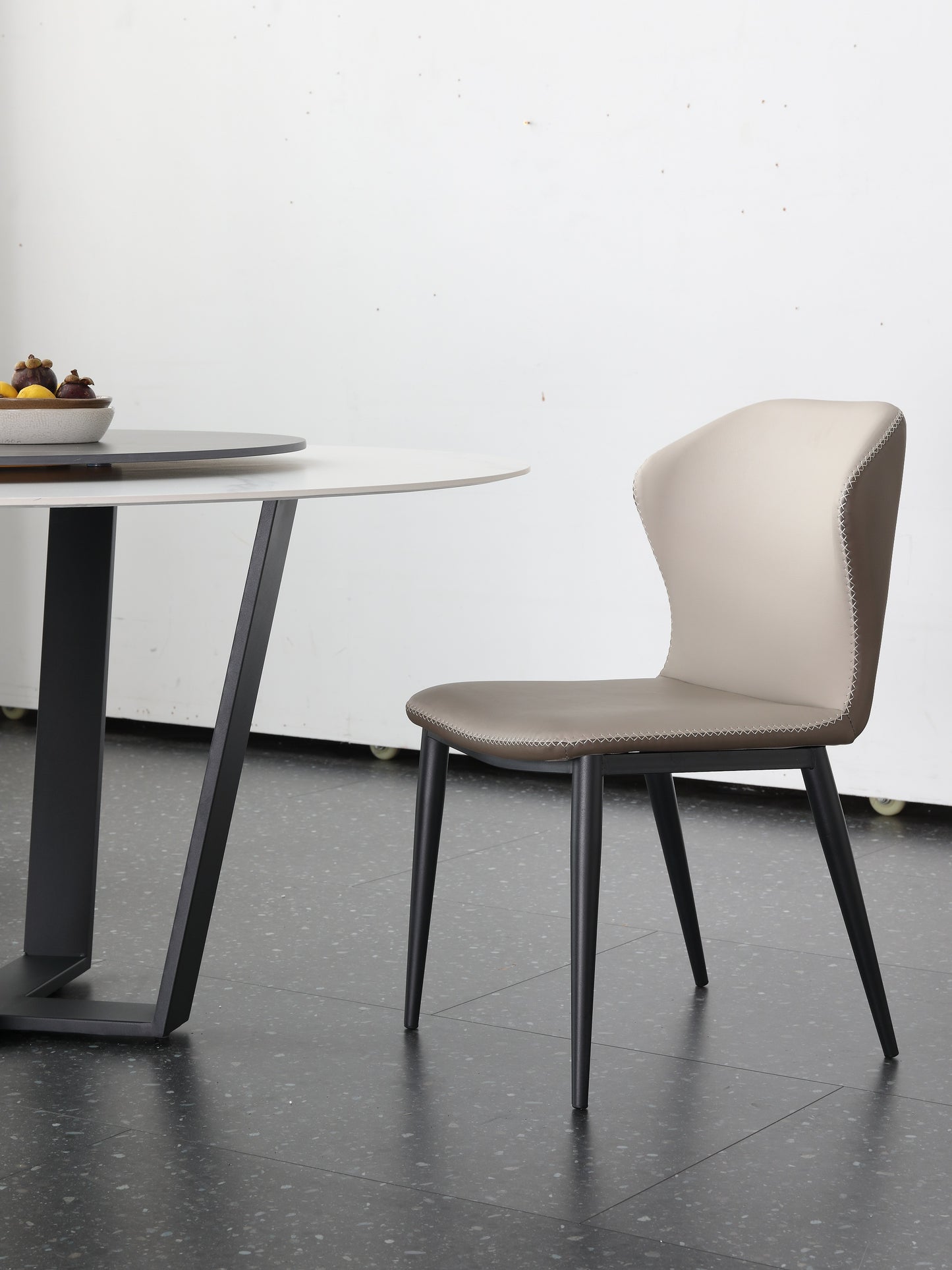 Luxury Design PU Leather Dining Chair Steel Frame And Leg Hand Stitch Muti Color