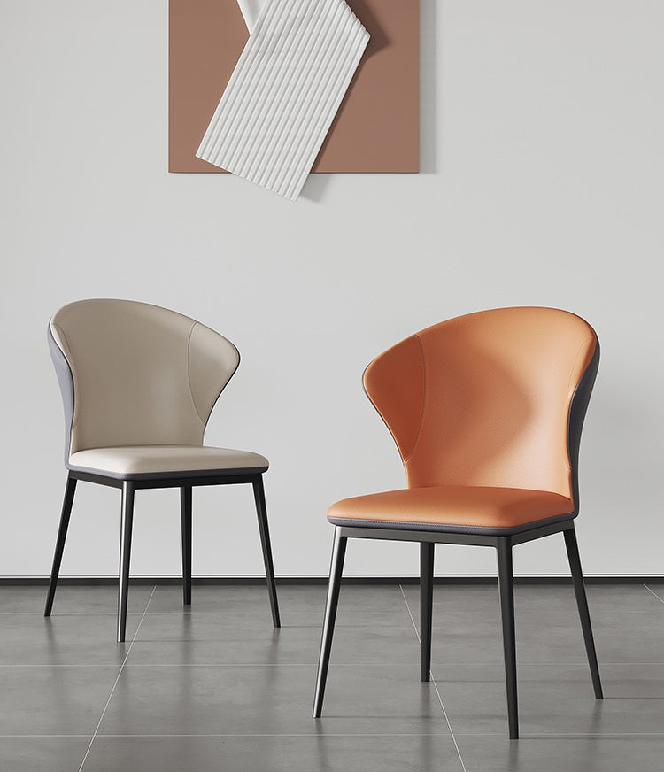 Italian Design Luxury Leather Dining Chair Steel legs PU Leather High Quality