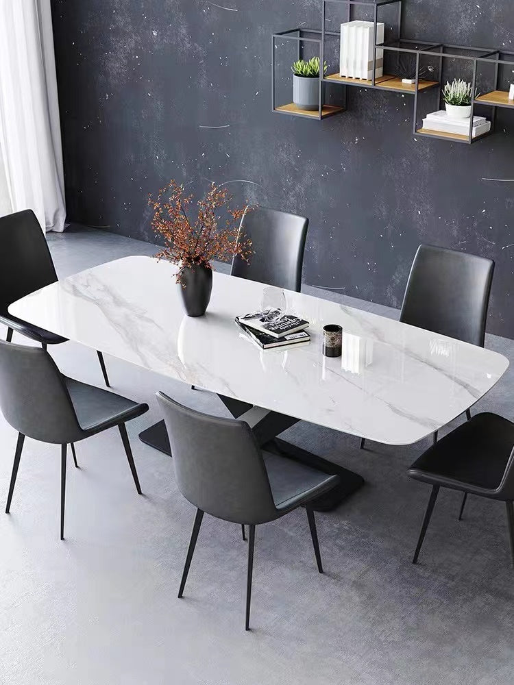 Italian Design Rectangular Round Corner Marble Stone Top Dining Table 1.5m/1.8m