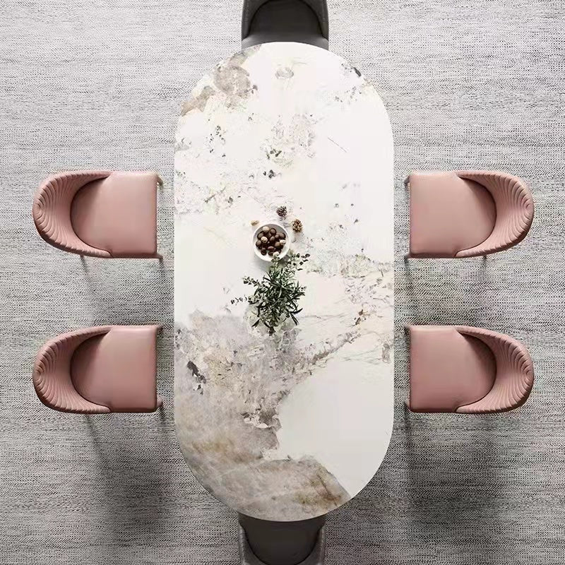 Masima Pandora Paint Oval Sintered Stone Top Dining Table High Gloss Finish 1.8m