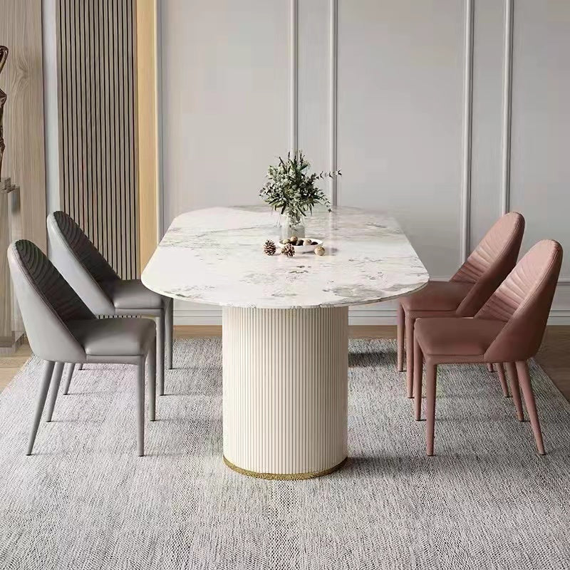Masima Pandora Paint Oval Sintered Stone Top Dining Table High Gloss Finish 1.8m