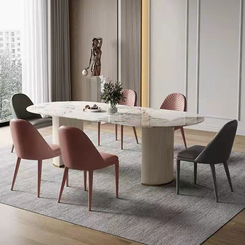 Masima Pandora Paint Oval Sintered Stone Top Dining Table High Gloss Finish 1.8m