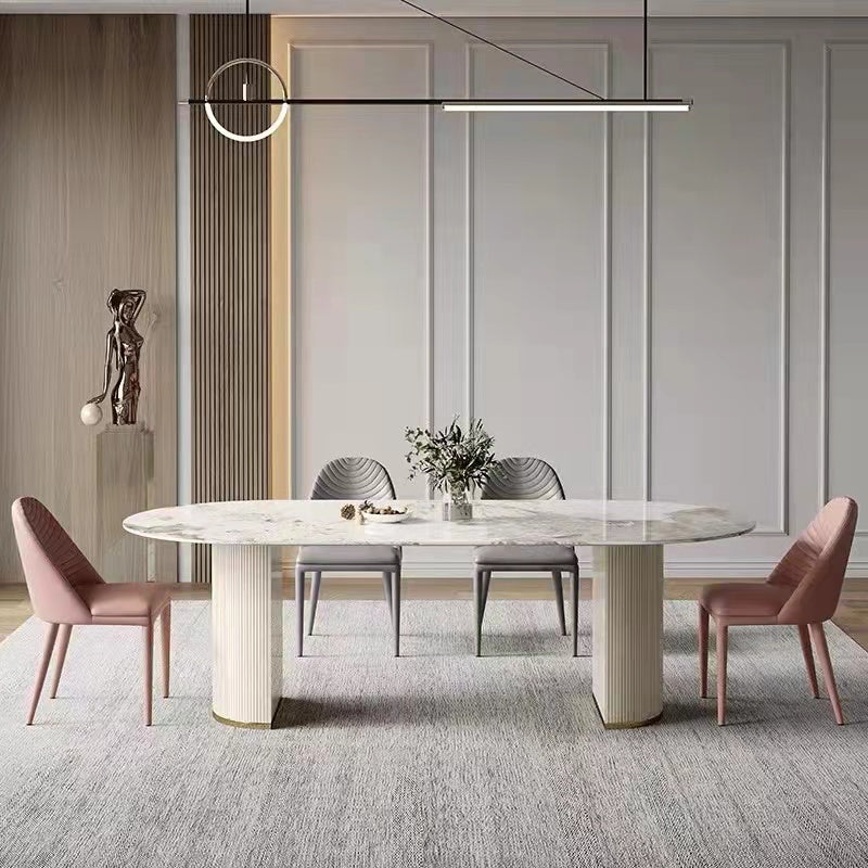 Masima Pandora Paint Oval Sintered Stone Top Dining Table High Gloss Finish 1.8m
