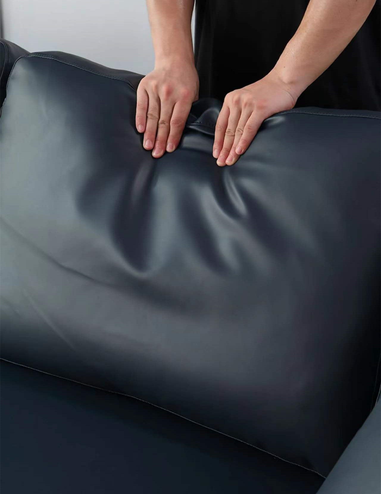 Francesco Starry Blue Nappa Leather Chaise Lounge Leather Sofa Modern Style