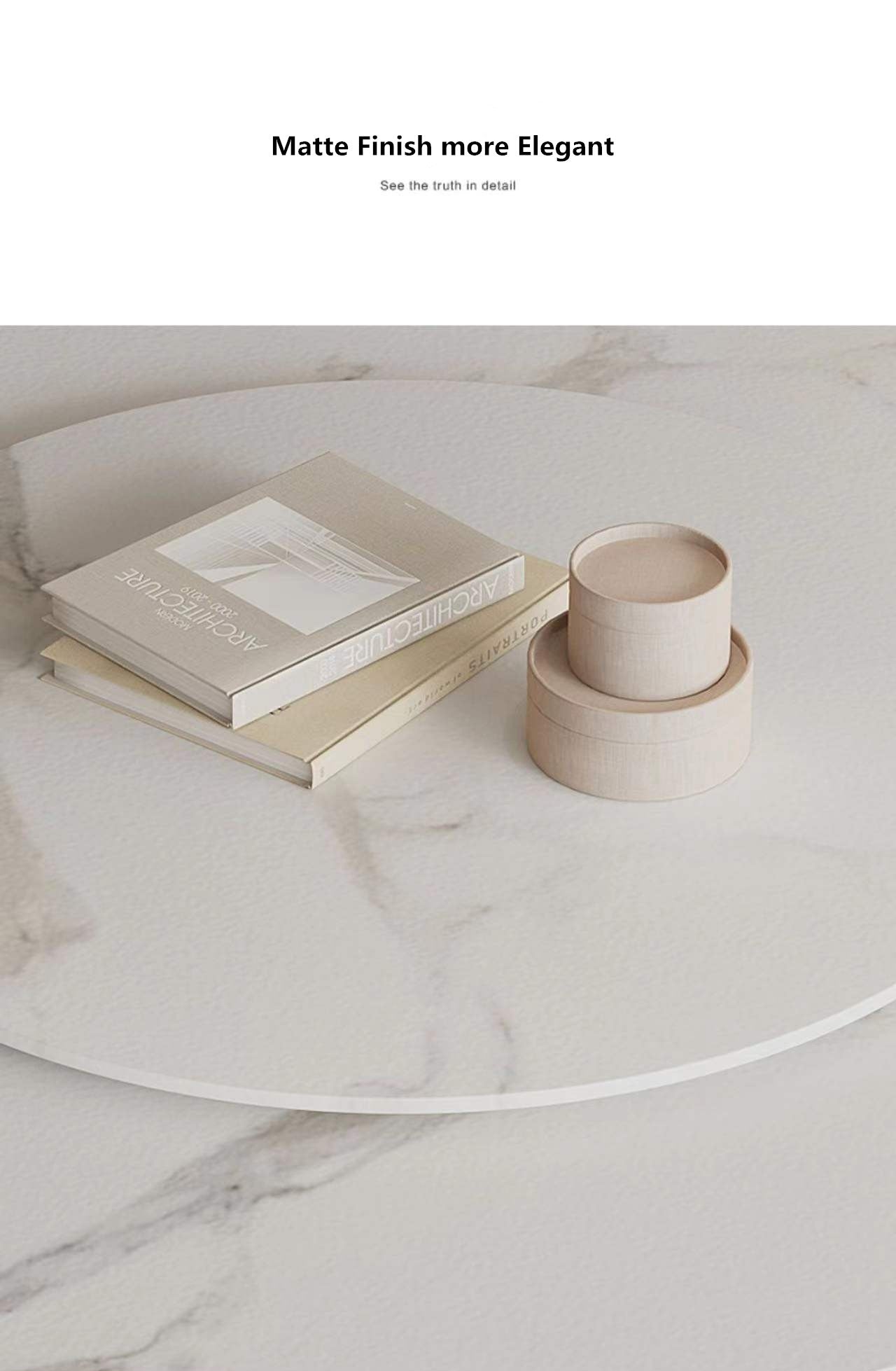 Solana White Sintered Stone Round Style Dining Table With 80cm Lazy Susan 2 Size