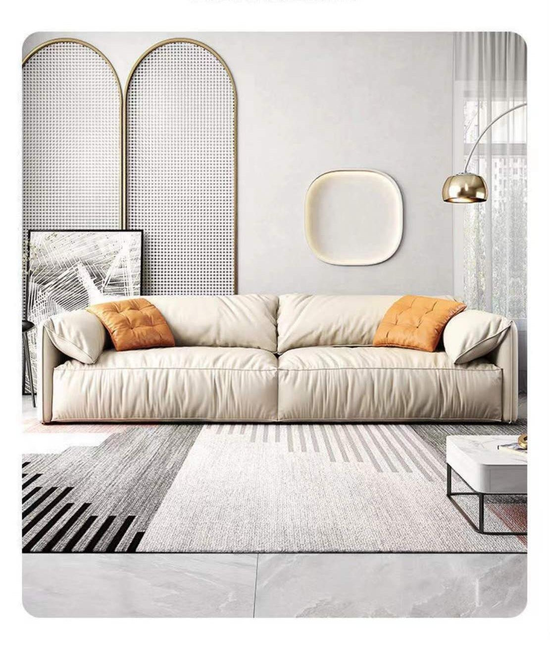 Designer Elephant Ear Down Feather Two Seat Fabric Sofa Muti Colors