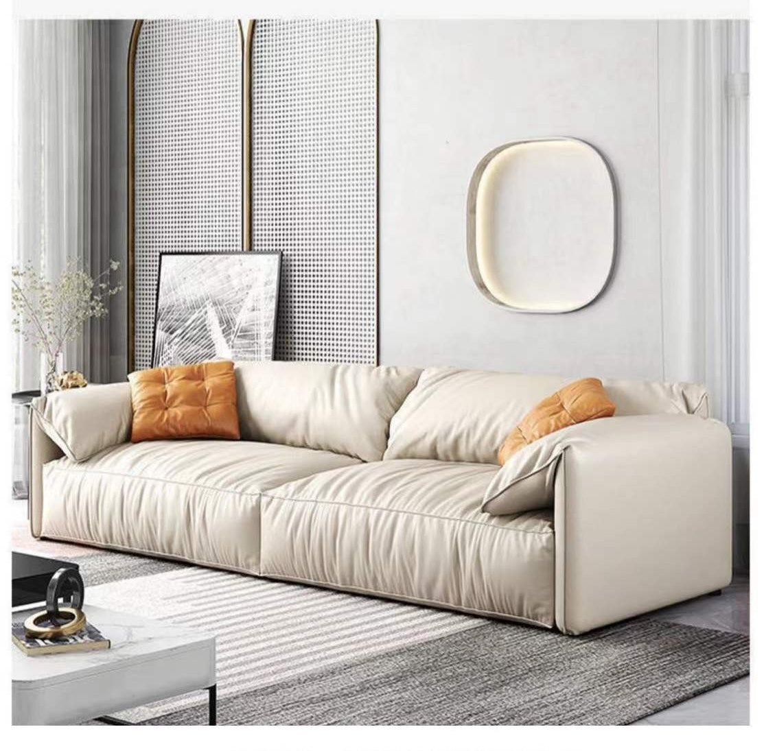Designer Elephant Ear Down Feather Two Seat Fabric Sofa Muti Colors