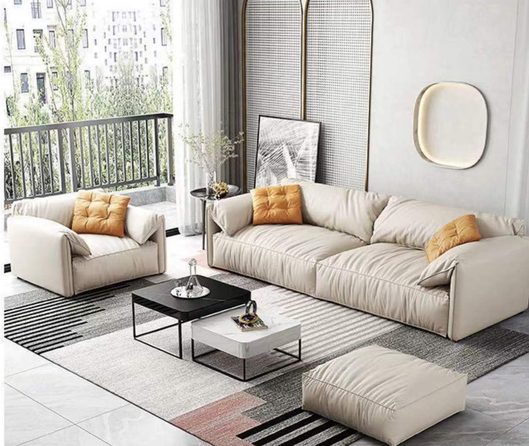 Designer Elephant Ear Down Feather Two Seat Fabric Sofa Muti Colors