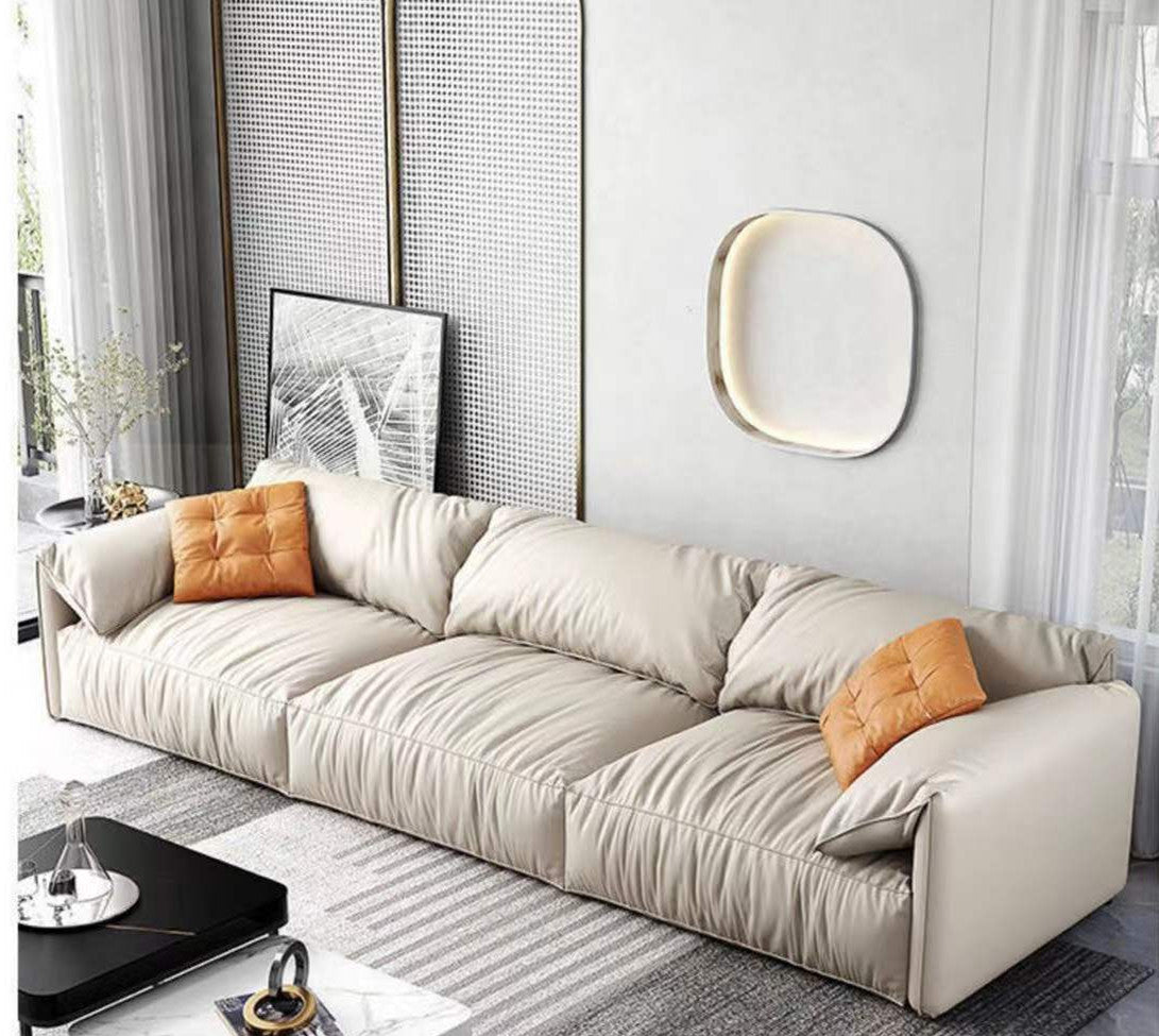 Designer Elephant Ear Down Feather Two Seat Fabric Sofa Muti Colors