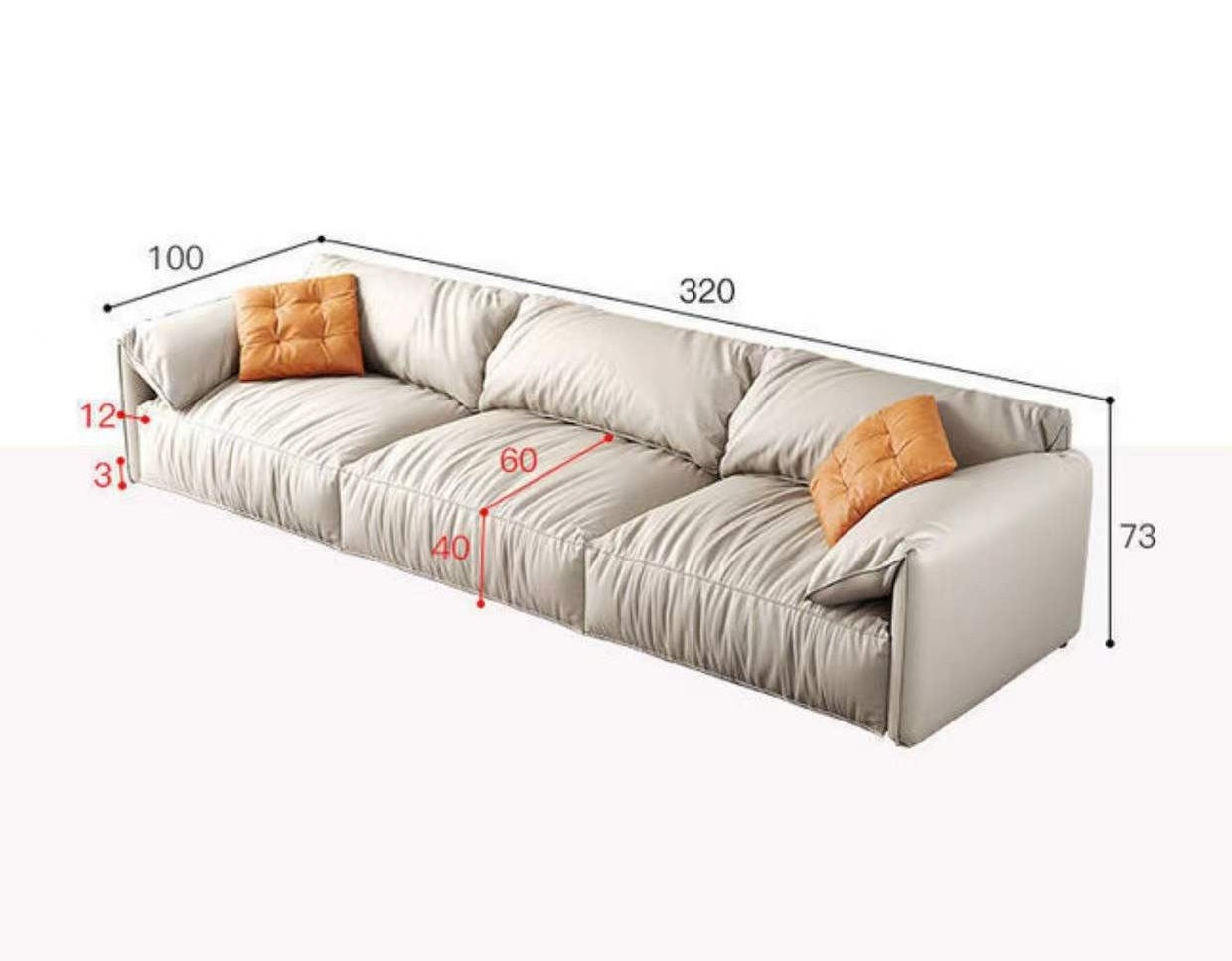 Designer Elephant Ear Down Feather Two Seat Fabric Sofa Muti Colors