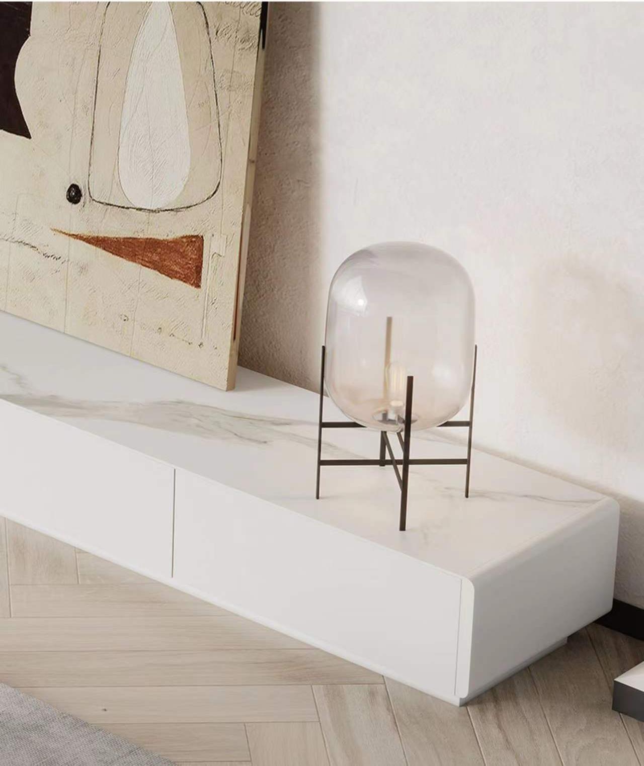 LUCIA TV Stand White Sintered Stone Top Entertainment Unit Mordern Style TV Unit