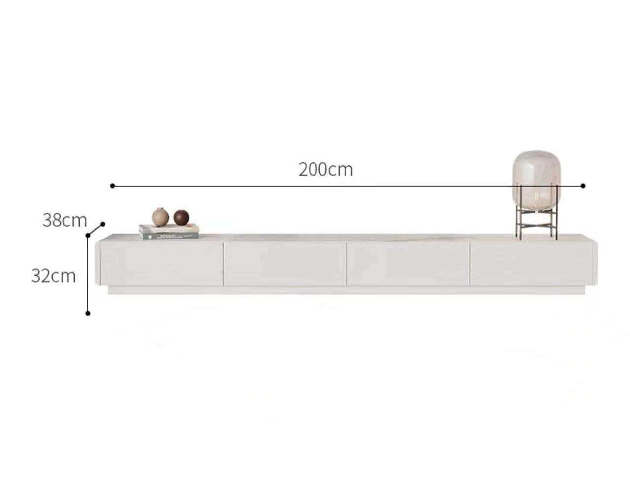 LUCIA TV Stand White Sintered Stone Top Entertainment Unit Mordern Style TV Unit
