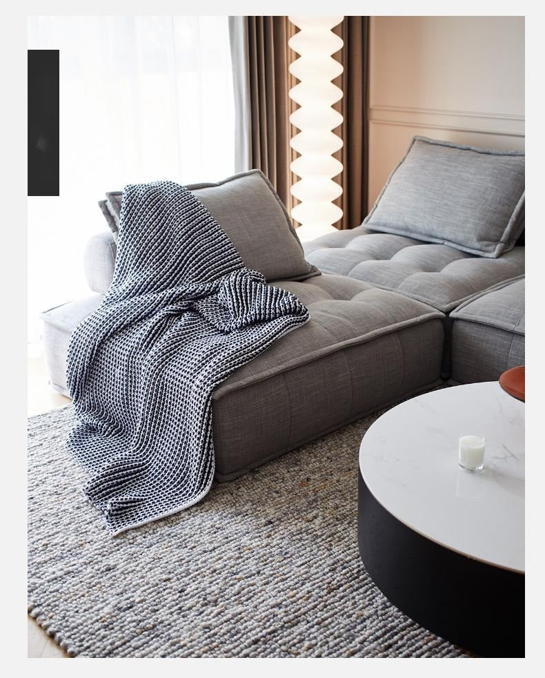 Fluffy Designer Tofu Block Style Fabric Single Sofa Designer Sofa Module Sofa