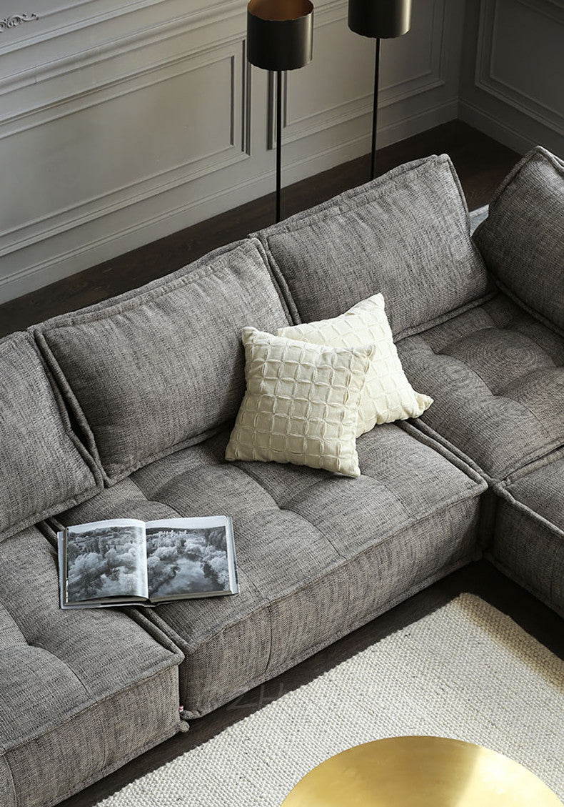 Fluffy Designer Tofu Block Style Fabric Single Sofa Designer Sofa Module Sofa