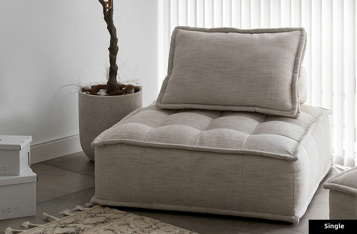 Fluffy Designer Tofu Block Style Fabric Single Sofa Designer Sofa Module Sofa