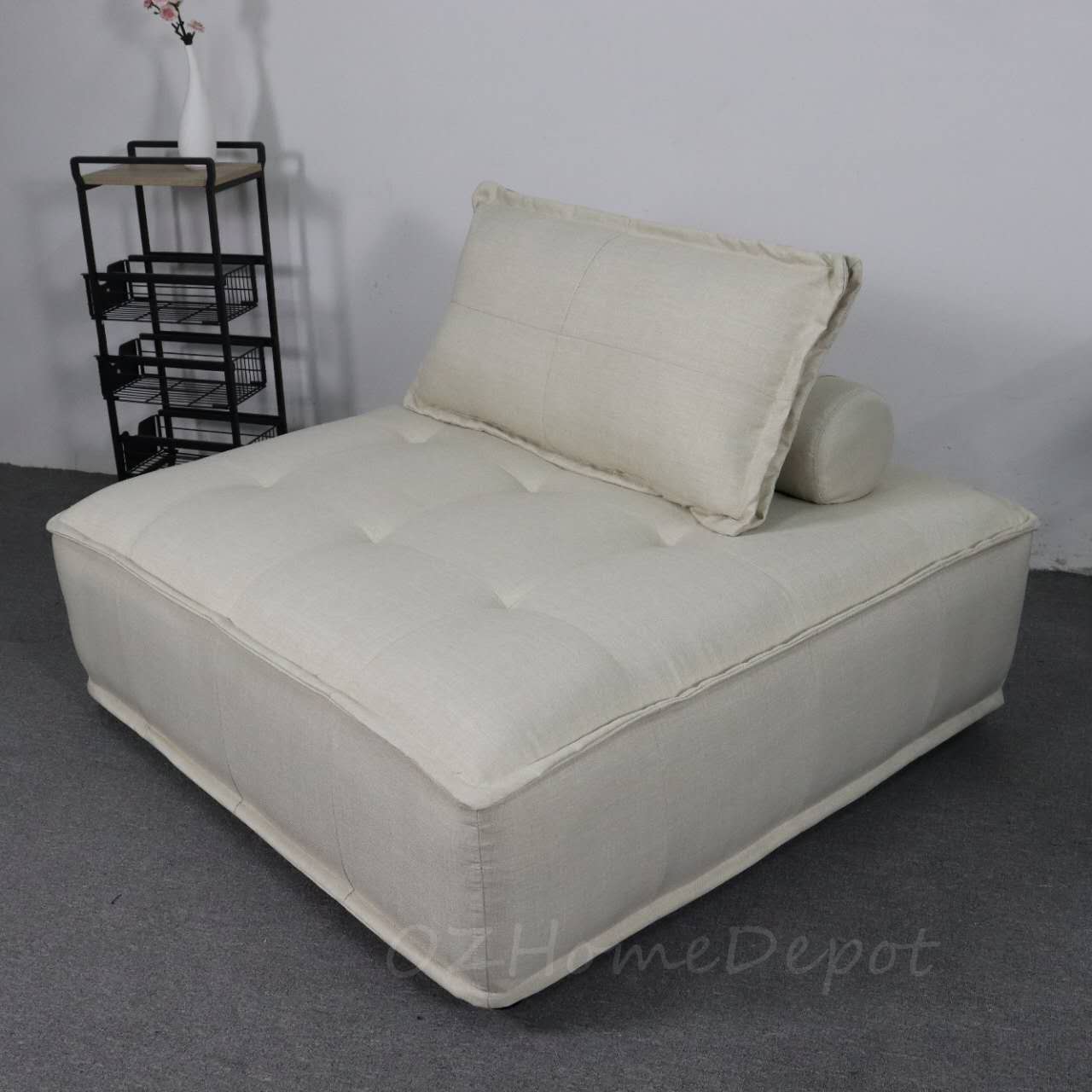Fluffy Designer Tofu Block Style Fabric Single Sofa Designer Sofa Module Sofa