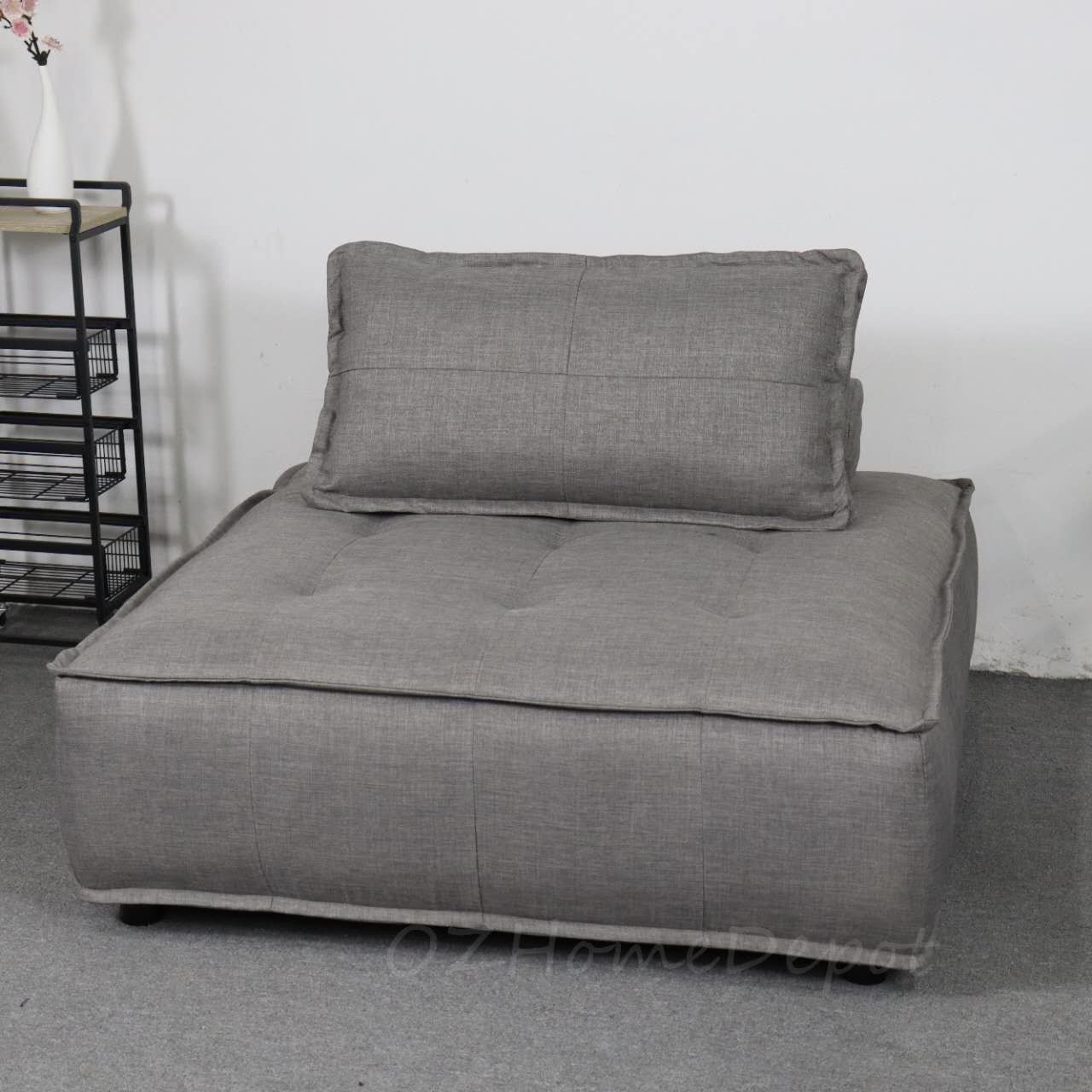 Fluffy Designer Tofu Block Style Fabric Single Sofa Designer Sofa Module Sofa