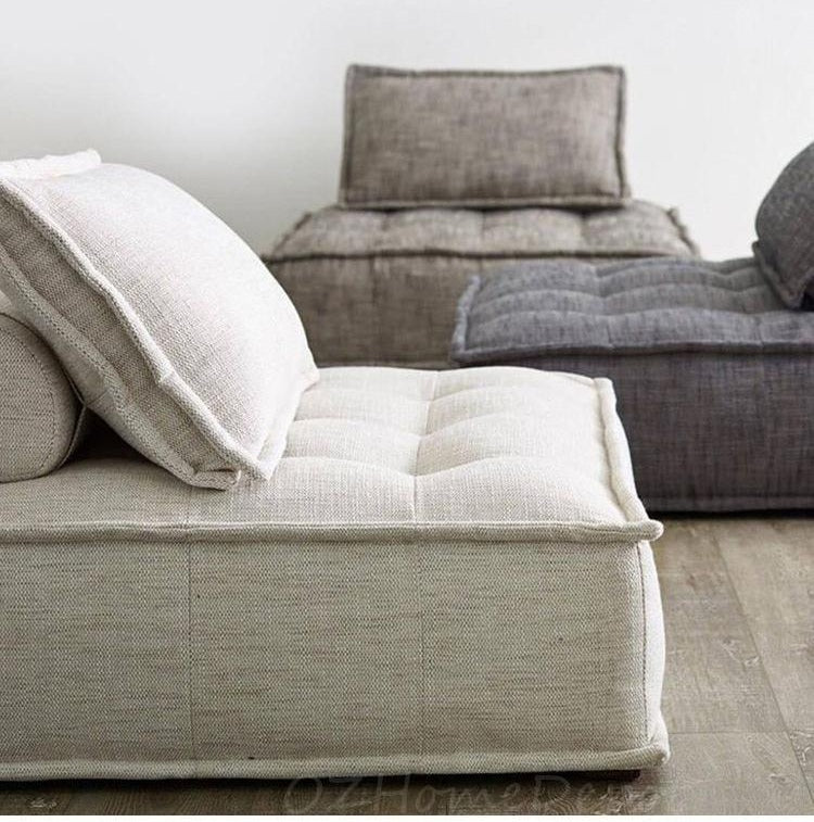 Fluffy Designer Tofu Block Style Fabric Single Sofa Designer Sofa Module Sofa