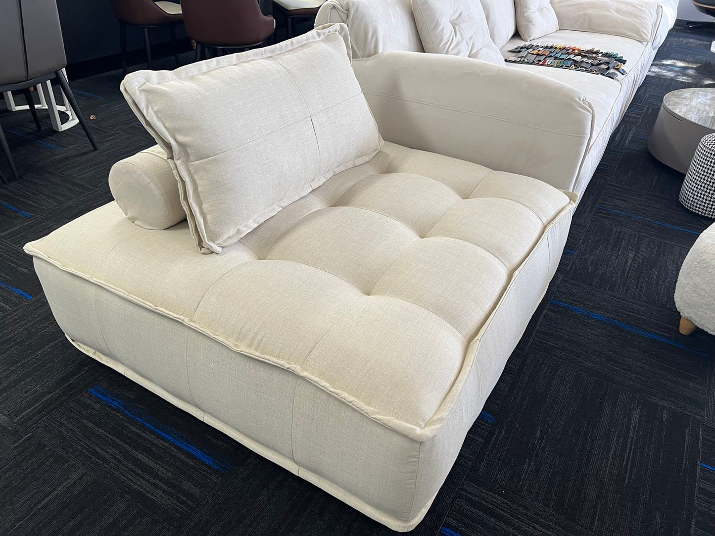 Fluffy Designer Tofu Block Style Fabric Single Sofa Designer Sofa Module Sofa