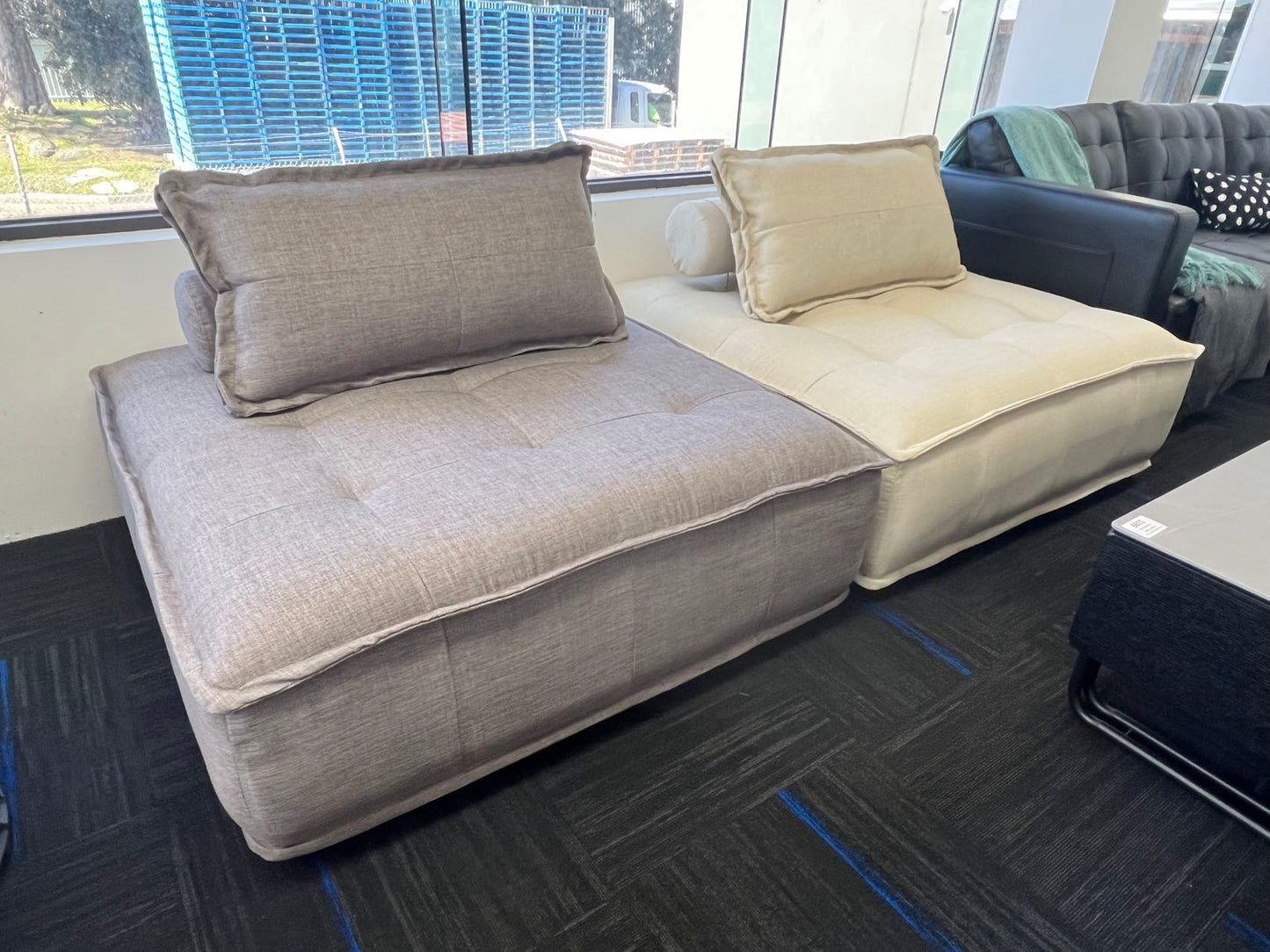 Fluffy Designer Tofu Block Style Fabric Single Sofa Designer Sofa Module Sofa