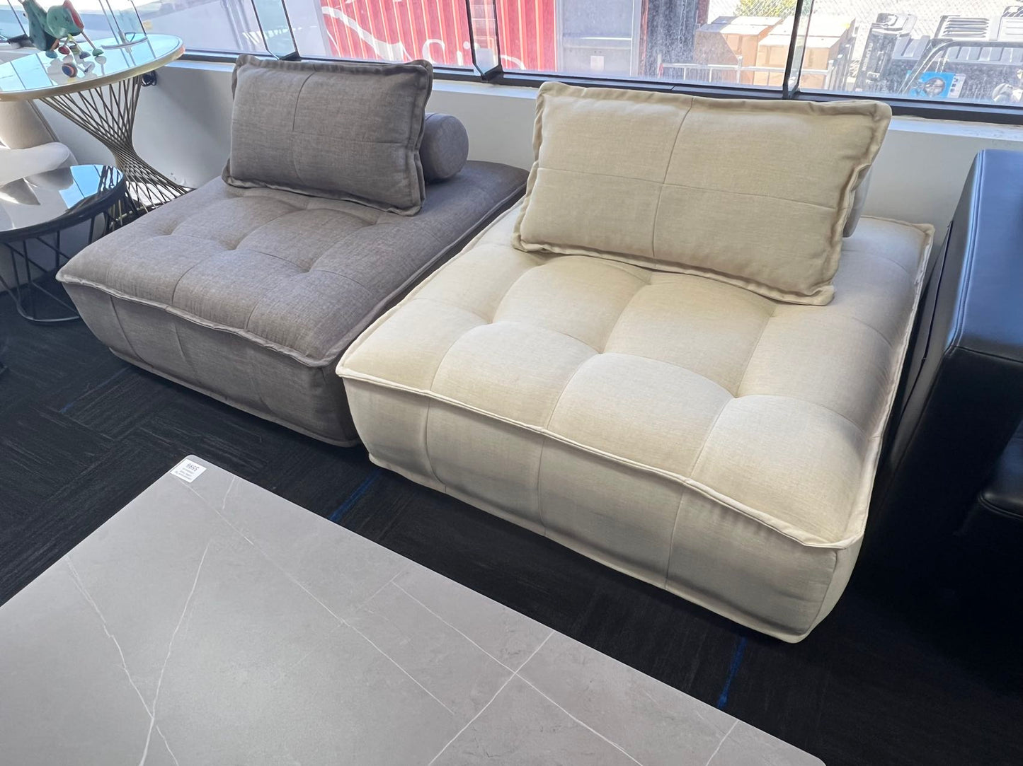 Fluffy Designer Tofu Block Style Fabric Single Sofa Designer Sofa Module Sofa