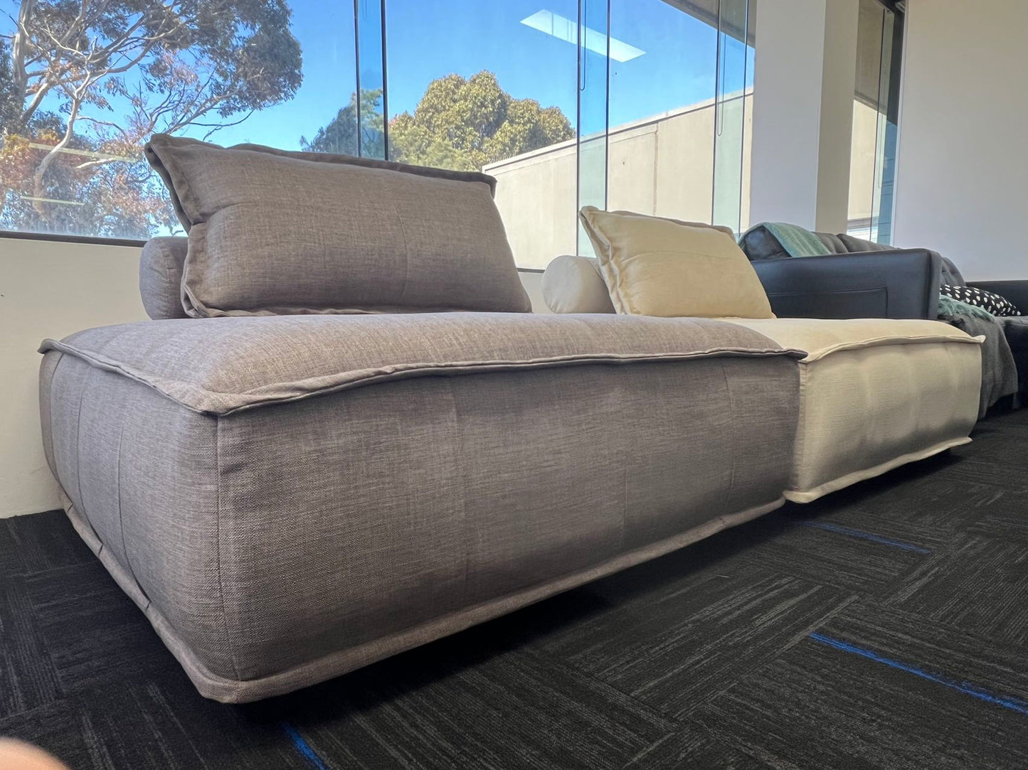 Fluffy Designer Tofu Block Style Fabric Single Sofa Designer Sofa Module Sofa