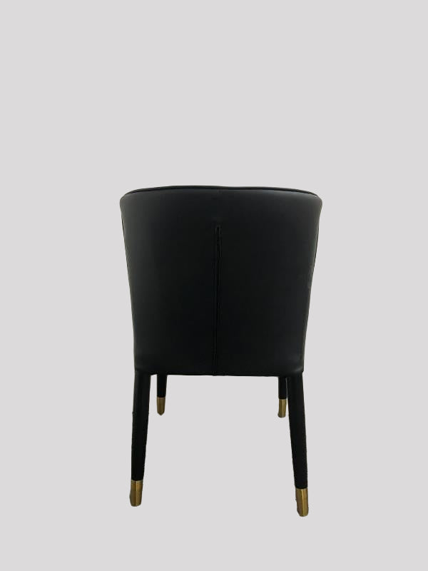 Italian Design Dining Chair PU Leather Backrest And Arm Wooden Leg In Light Grey