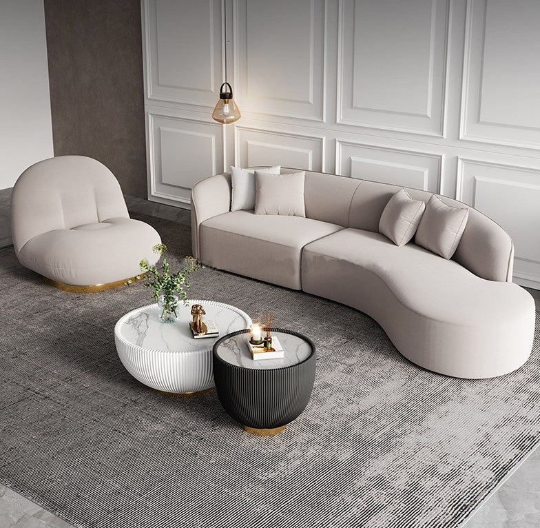 Skye 1046 Curved Velet Designer Sofa Louge Modern Fashion Design 4 Seater + Single Seat