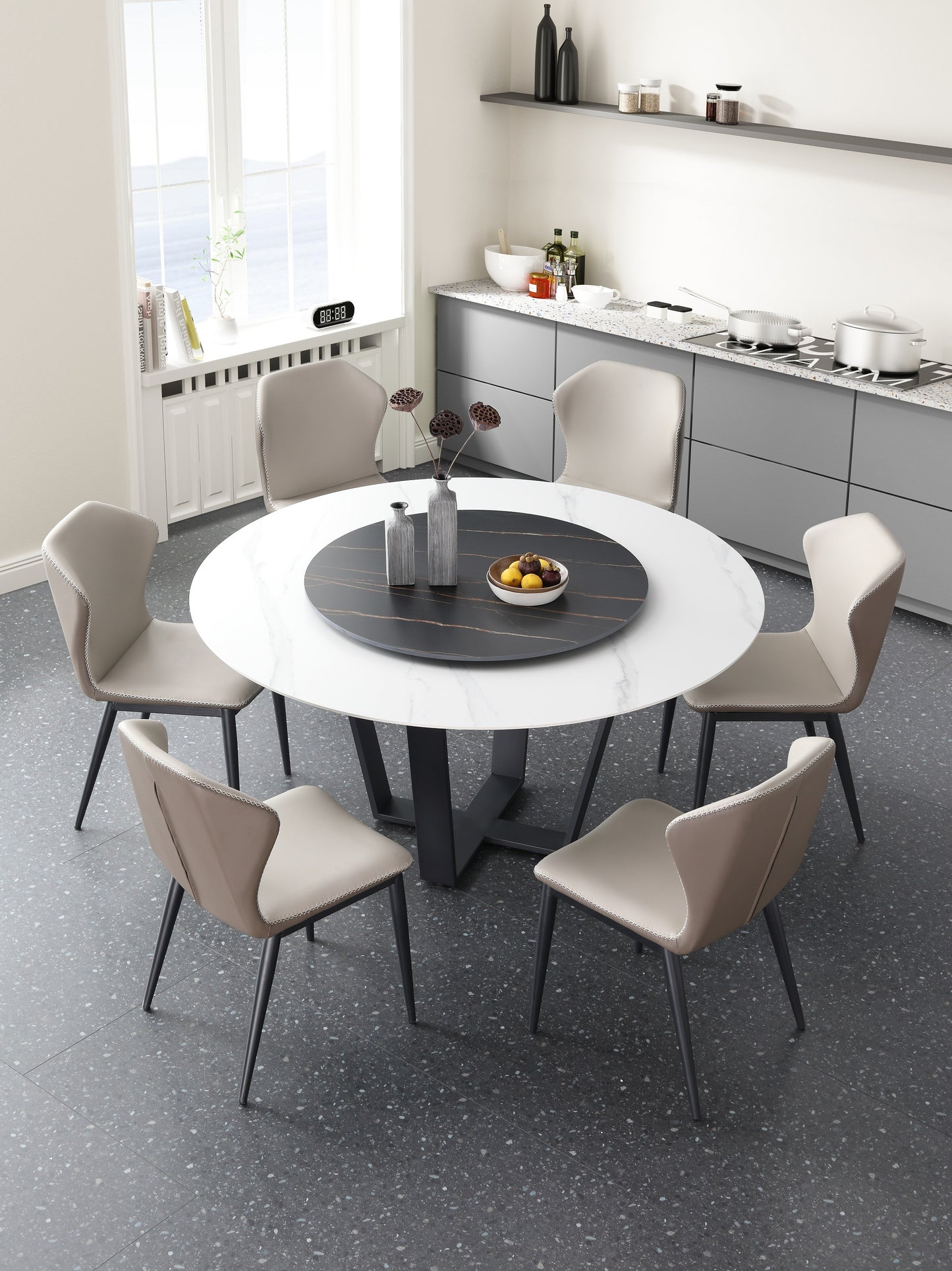 Luxury Design PU Leather Dining Chair Steel Frame And Leg Hand Stitch Muti Color