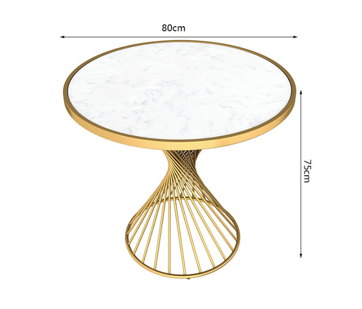 Lucan Sintered Stone Top Small Dining Table 80cm Golden Color Steel Frame Base